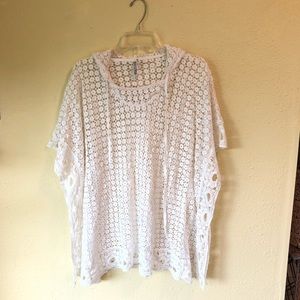 Cotton Crochet Hooded Swim Coverup M